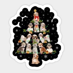 Cute Shih Tzu Christmas Tree Xmas Gift Sticker